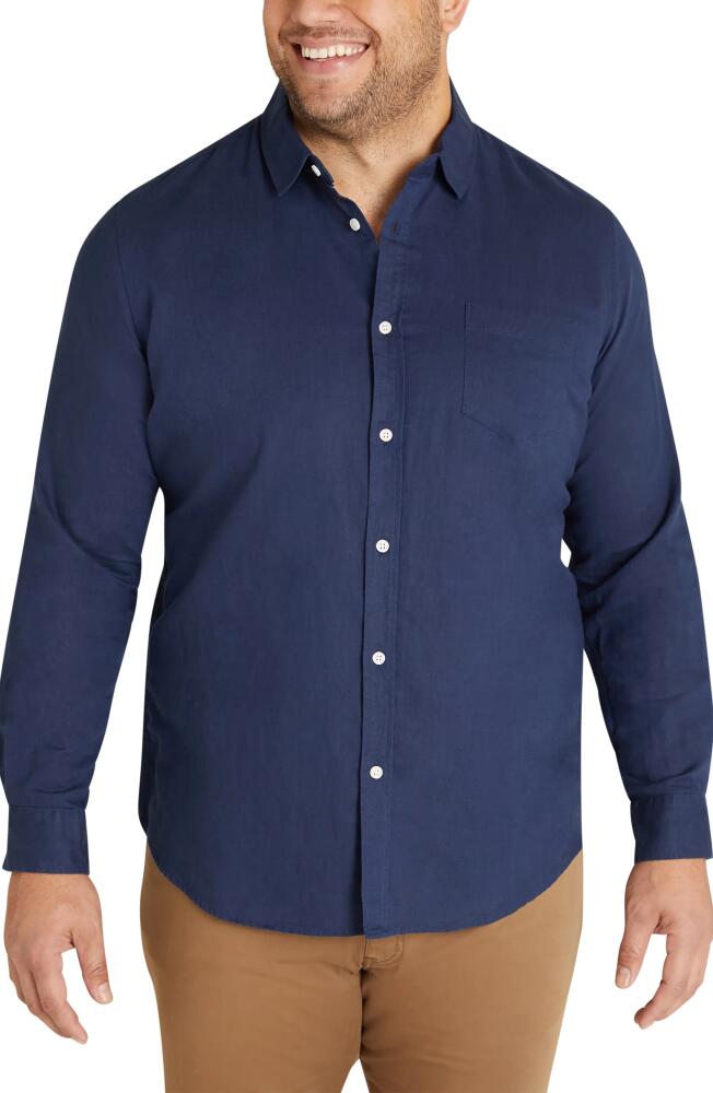 Johnny Bigg Anders Linen Blend Button-Up Shirt in Navy Cover