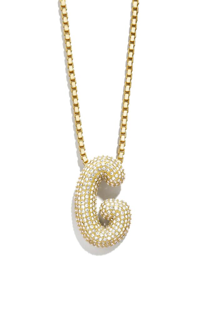 BaubleBar Pavé Crystal Bubble Initial Pendant Necklace in Gold G Cover