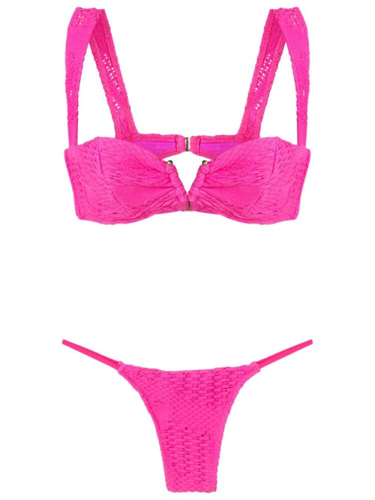 Amir Slama woven balconete bikini set - Pink Cover