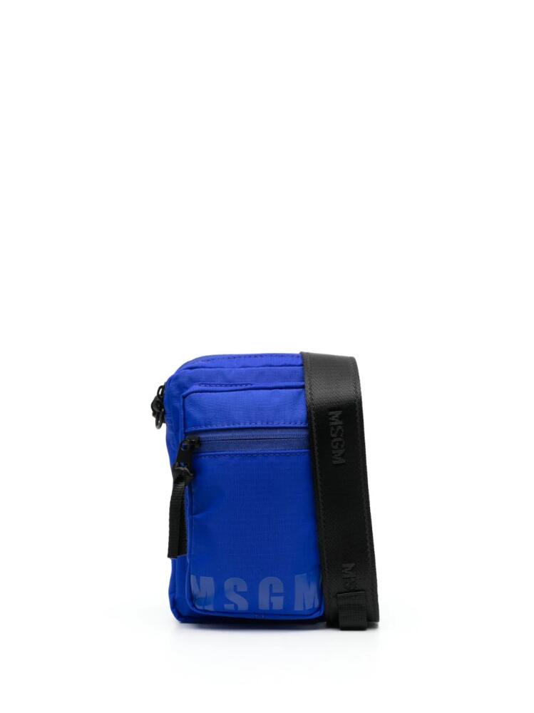 MSGM logo-print messenger bag - Blue Cover