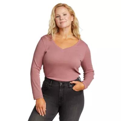 Eddie Bauer Women's Favorite Long-Sleeve V-Neck T-Shirt Cover