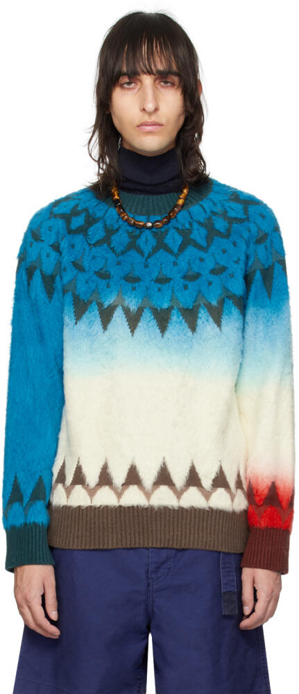 sacai Blue Jacquard Sweater Cover