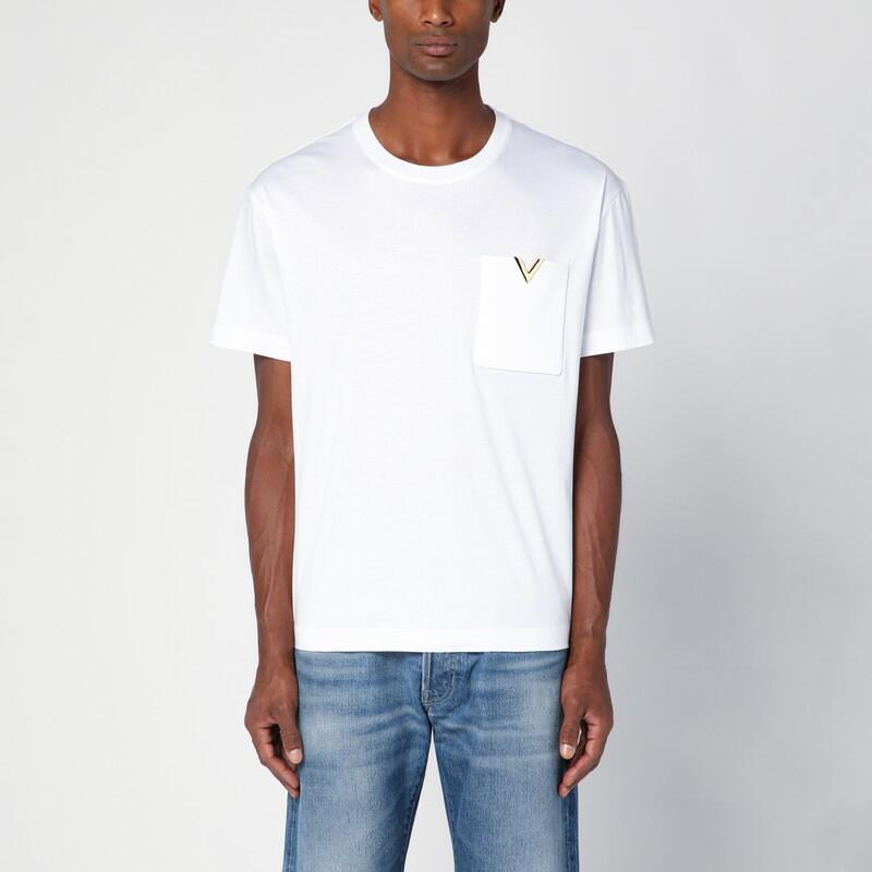 Valentino White T-shirt with metallic V Cover