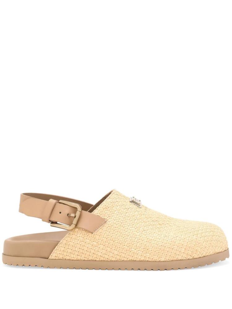 Dolce & Gabbana logo-plaque raffia mules - Neutrals Cover