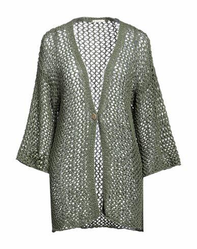 Bellwood Woman Cardigan Military green Cotton, Polyacrylic Cover