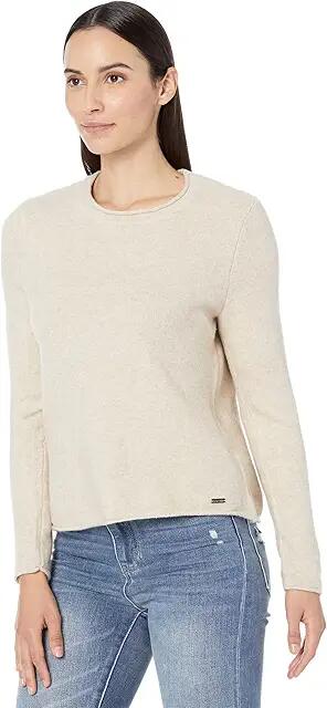 Calvin Klein Crew Neck Rolled Hem (Heather Latte) Women's Clothing Cover