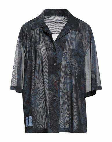 Mcq Alexander Mcqueen Woman Shirt Midnight blue Polyester, Elastane Cover