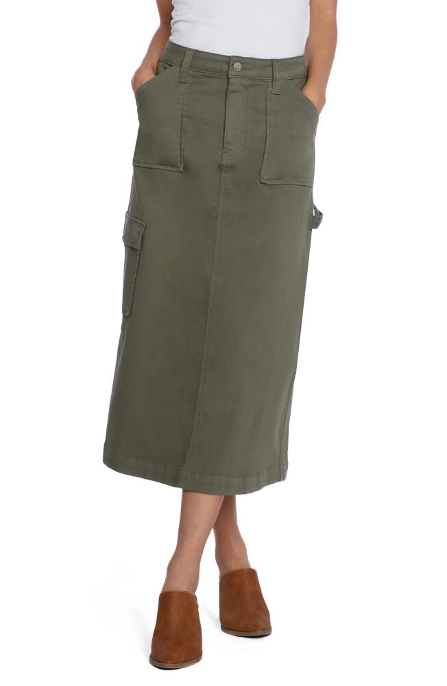 Wash Lab Denim Patch Cargo Midi Skirt in Army Cover