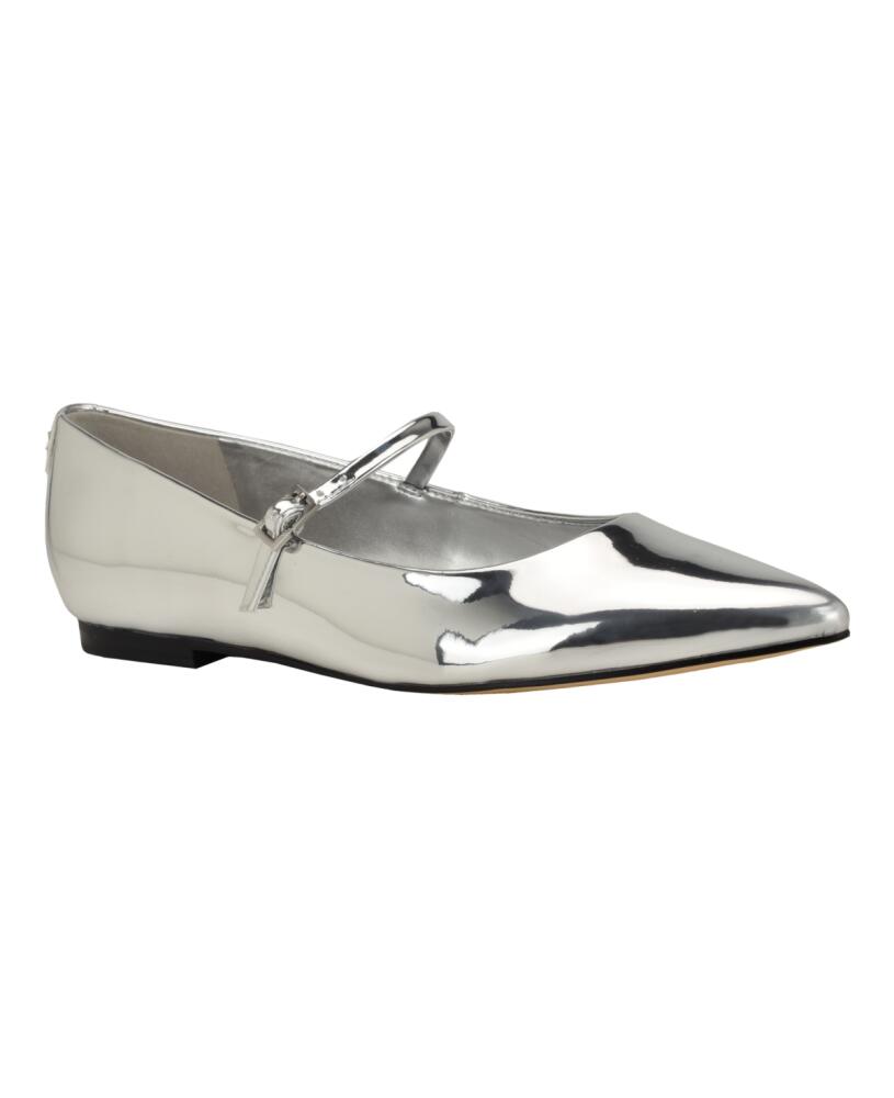 Calvin Klein Women's Kamryn Pointy Toe Mary Jane Dress Flats - Silver Cover