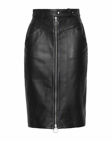 8 By Yoox Leather Full-zip Midi Skirt Woman Midi skirt Black Lambskin Cover