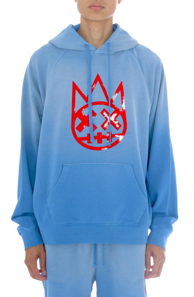 Cult of Individuality Shimuchan Flocked Logo Graphic Hoodie in Vintage Blue Cover