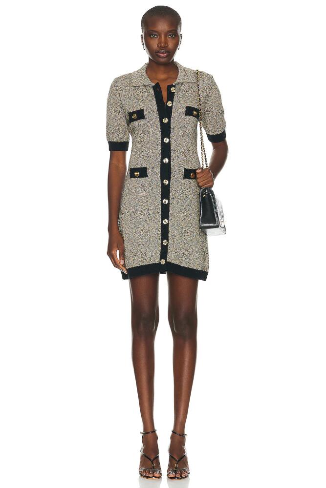 MATTHEW BRUCH Tweed Knit Collared Button Up Mini Dress in Grey Cover