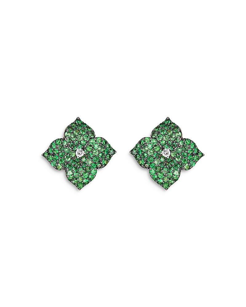 Piranesi 18K Yellow Gold Large Fiore Earrings with Green Tsavorite Garnets and Diamonds Cover