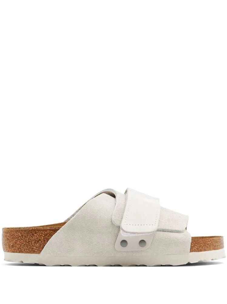 Birkenstock Kyoto suede touch-strap slides - White Cover