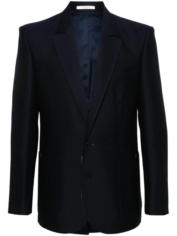 Valentino Garavani appliqué-logo single-breasted blazer - Blue Cover