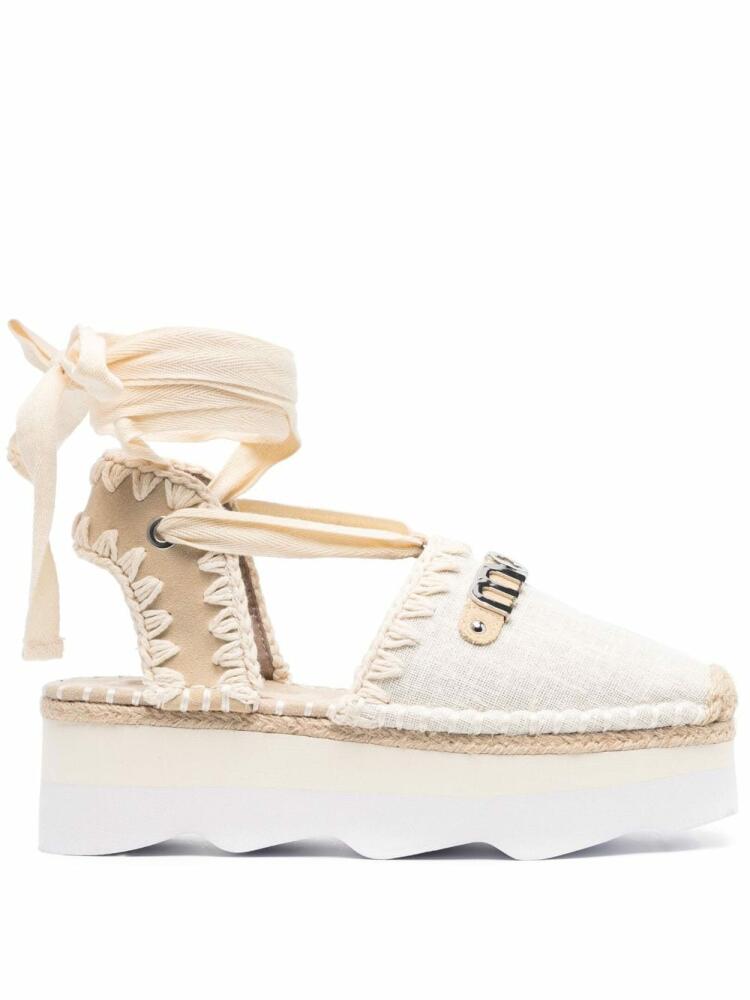 Mou logo-plaque platform espadrilles - Neutrals Cover