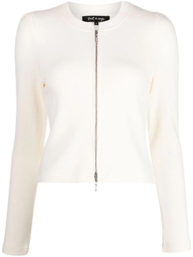 tout a coup cropped fine-ribbed cardigan - White Cover