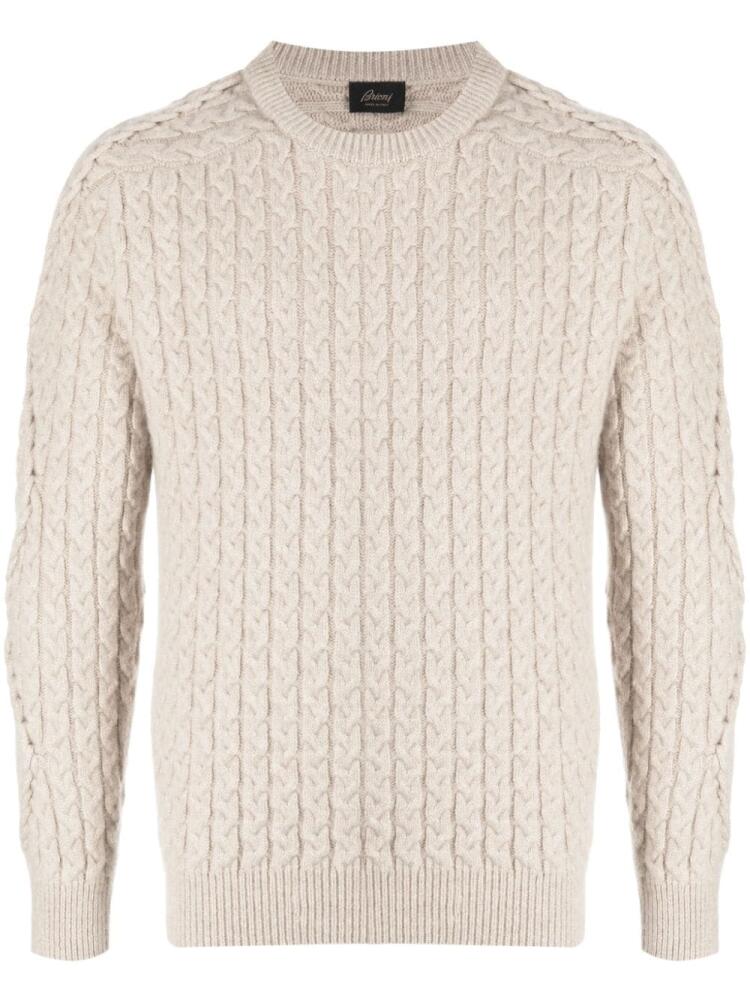 Brioni crew-neck cable-knit jumper - Brown Cover