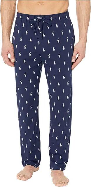 Polo Ralph Lauren Knit Jersey Covered Waistband PJ Pants (Cruise Navy/Nevis All Over Pony Player) Men's Pajama Cover