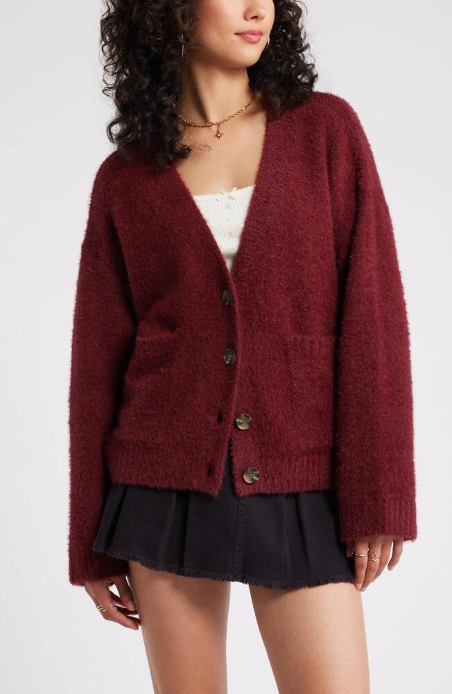 BP. Fuzzy Cardigan in Red Grape Cover