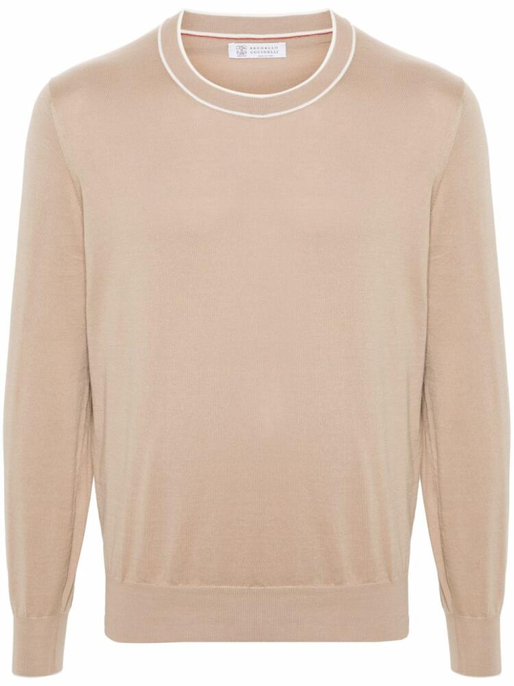 Brunello Cucinelli fine-ribbed cotton jumper - Neutrals Cover