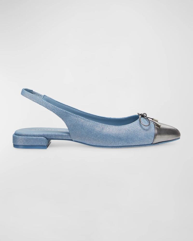 Stuart Weitzman Sleek Denim Bow Slingback Ballerina Flats Cover