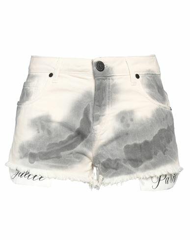 Gaëlle Paris Woman Denim shorts Ivory Cotton Cover