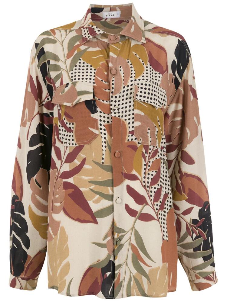 Amir Slama palm tree leaf print shirt - Multicolour Cover