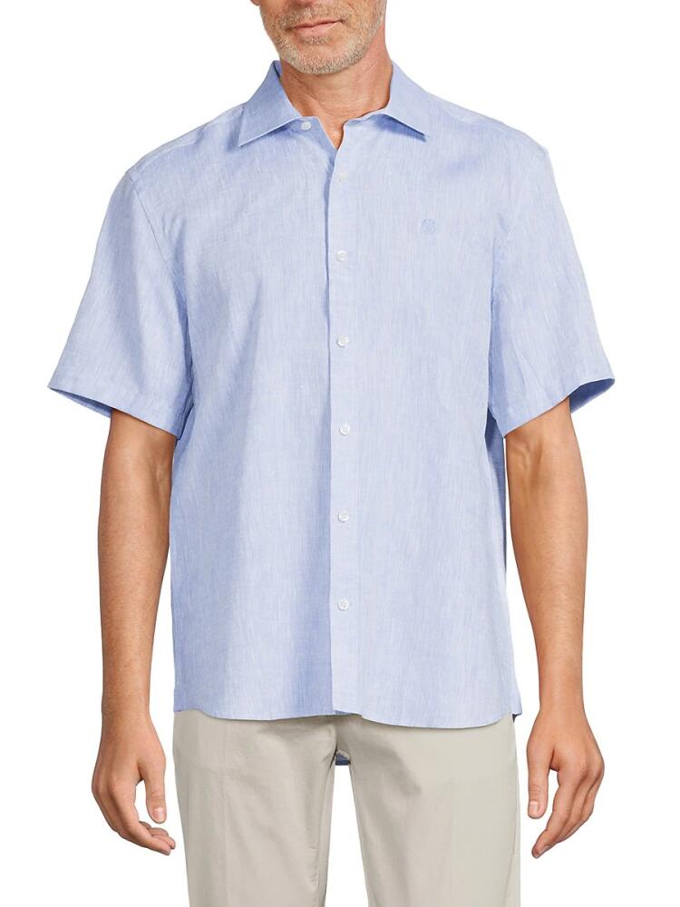 North Sails Men's Short Sleeve Linen Shirt - Light Blue Cover