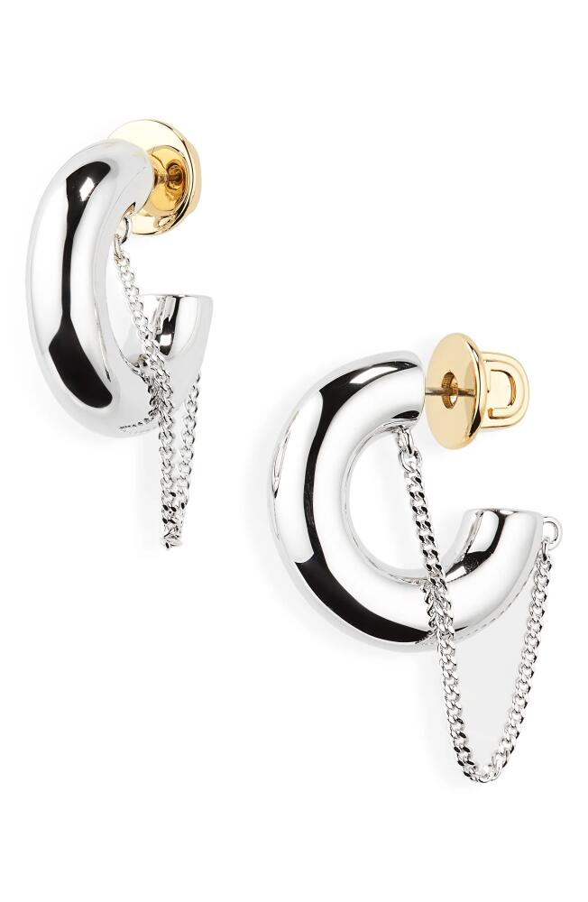 DEMARSON Mini Miley Chain Detail Hoop Earrings in Silver Cover