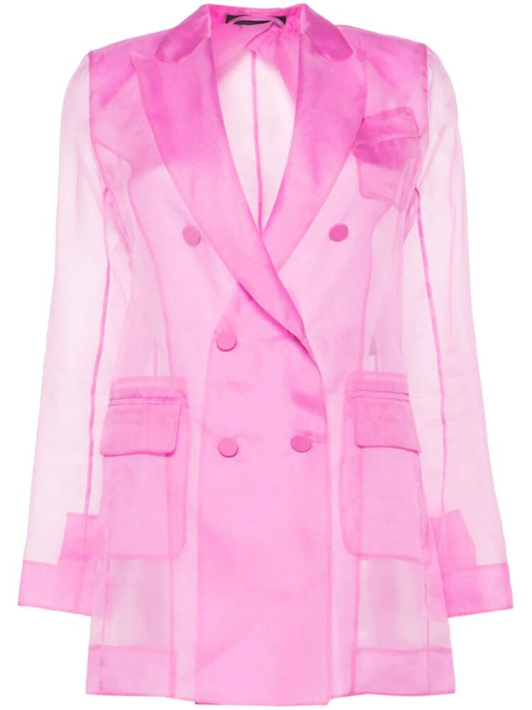 Max Mara Negrar silk double-breasted blazer - Pink Cover