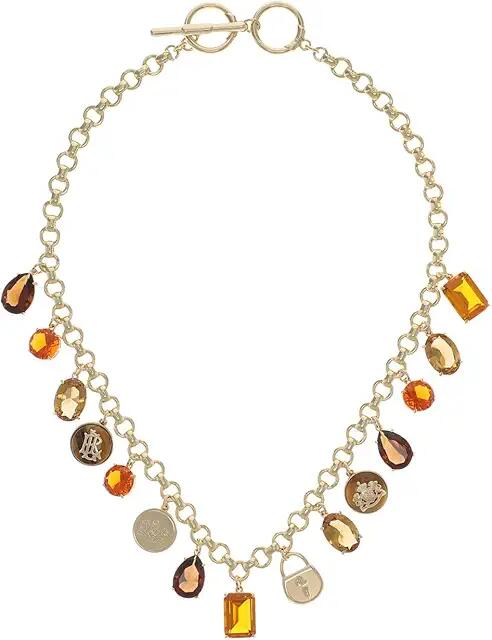 Lauren Ralph Lauren Multi Stone Frontal Necklace (Gold/Topaz Multi) Necklace Cover