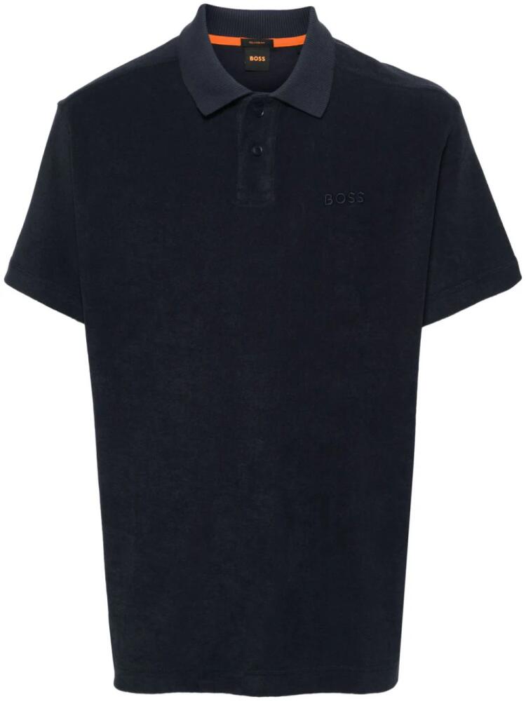 BOSS terry-cloth polo shirt - Blue Cover