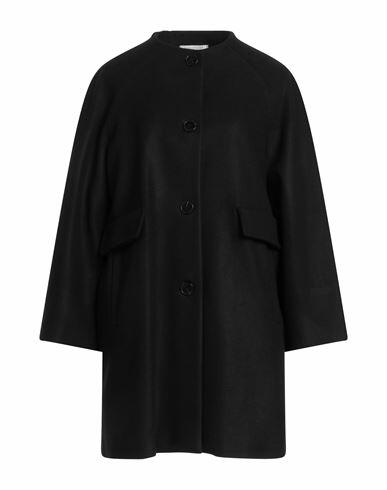 Biancoghiaccio Woman Coat Black Acrylic, Polyethylene, Wool Cover