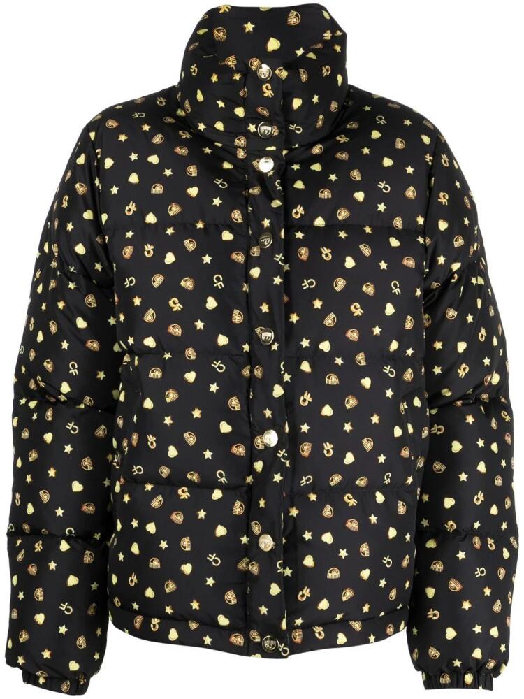 Chiara Ferragni logo print puffer jacket - Black Cover