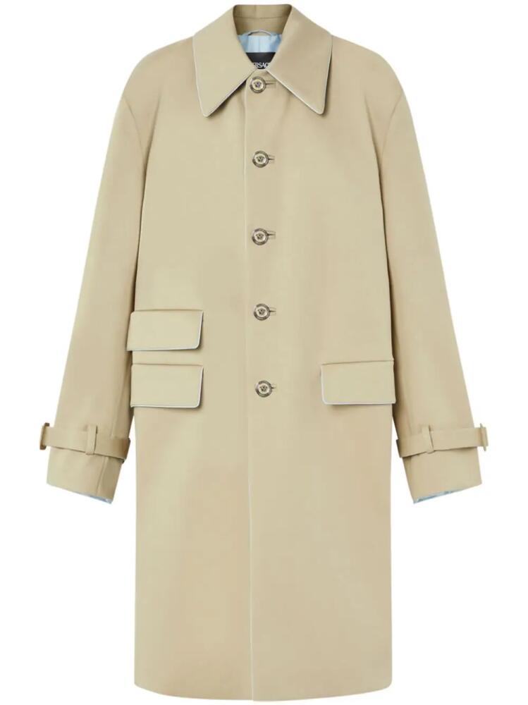 Versace single-breasted cotton coat - Neutrals Cover