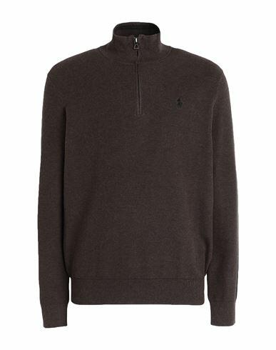 Polo Ralph Lauren Mesh-knit Cotton Quarter-zip Sweater Man Turtleneck Brown Cotton Cover