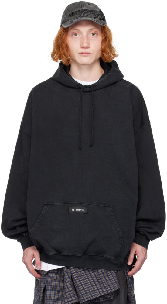 VETEMENTS Black Woven Label Hoodie Cover