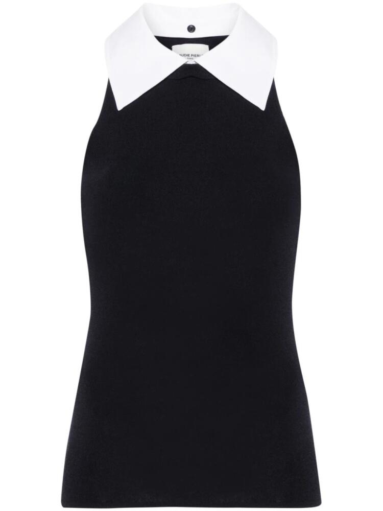 Claudie Pierlot contrasting-collar tank top - Blue Cover