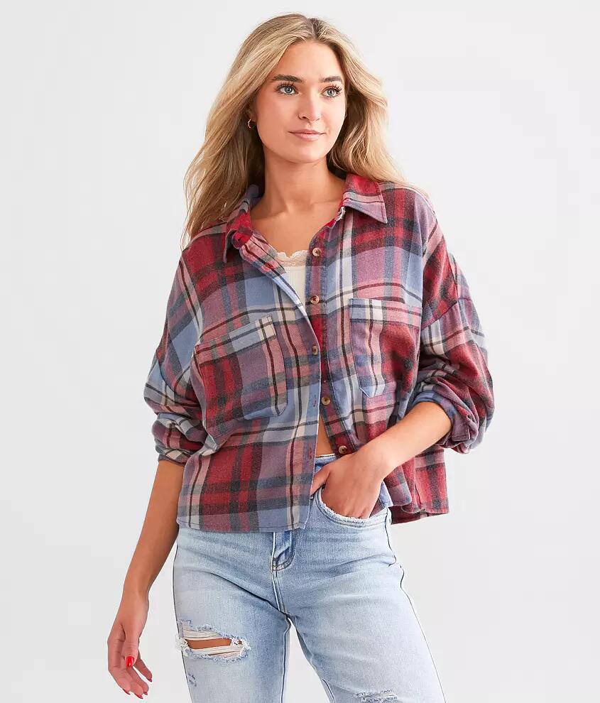 Modish Rebel Plaid Boyfriend Flannel Shirt Cover