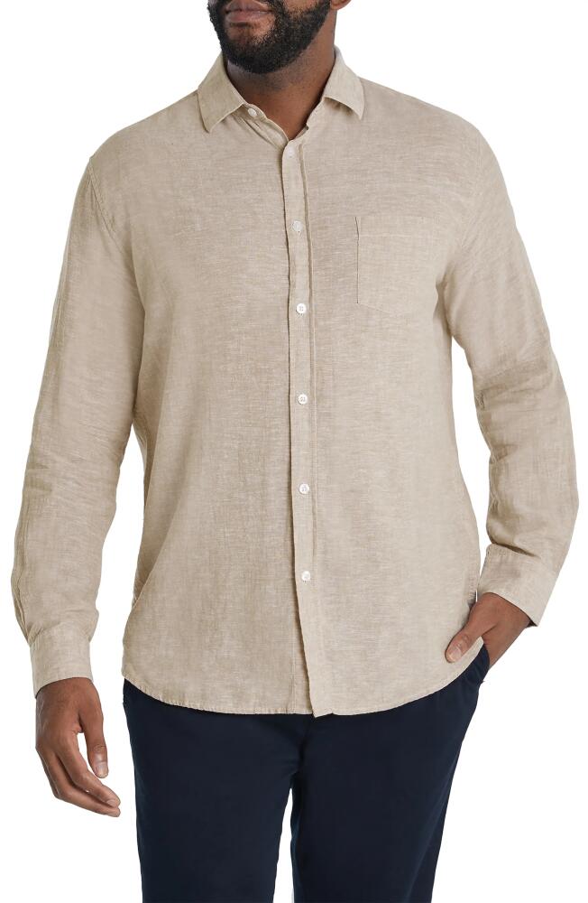 Johnny Bigg Serge Mélange Linen & Cotton Button-Up Shirt in Biscuit Cover