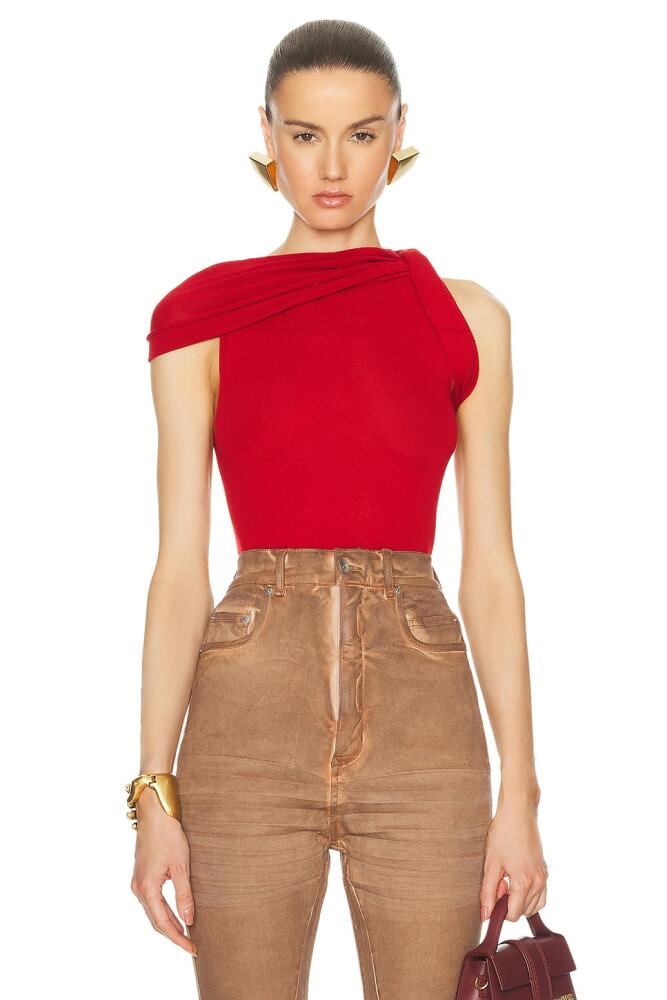 Rick Owens Asymmetric Twist Top in Red Cover