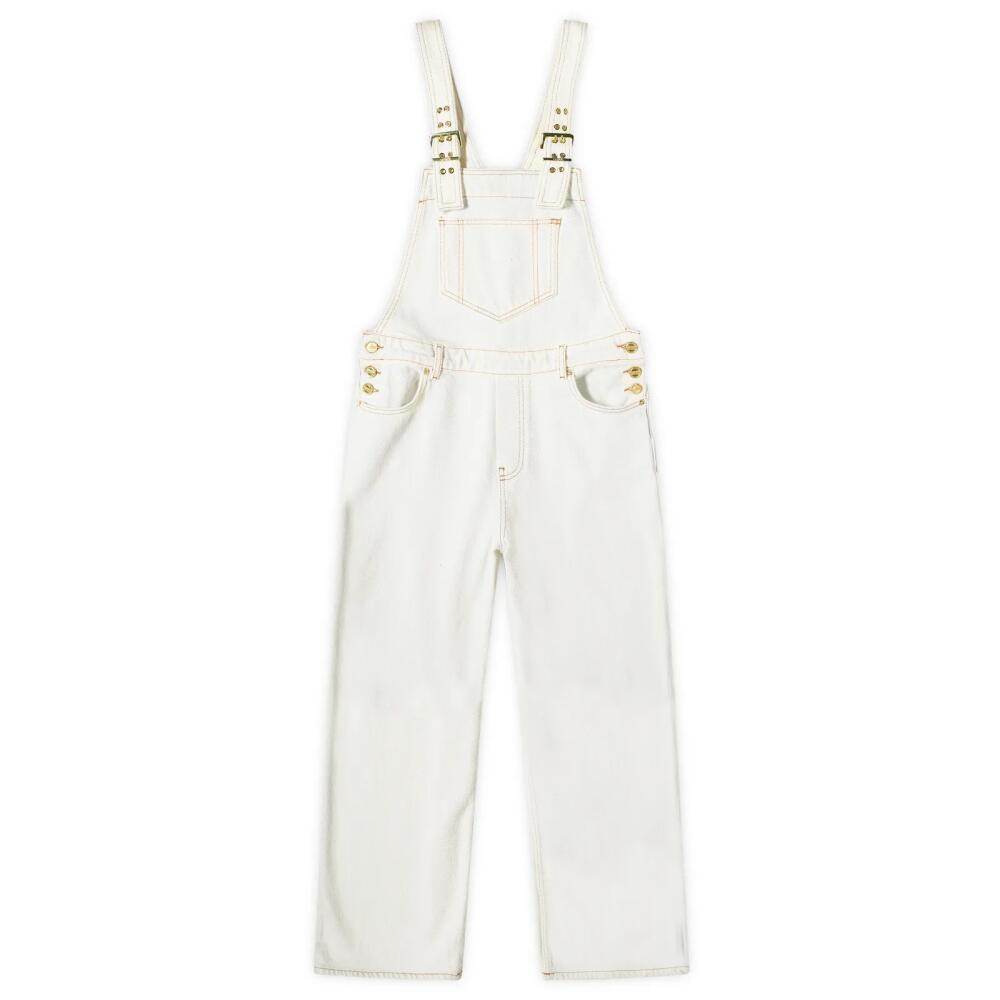 GANNI Women's Heavy Denim Overalls in Egret Cover