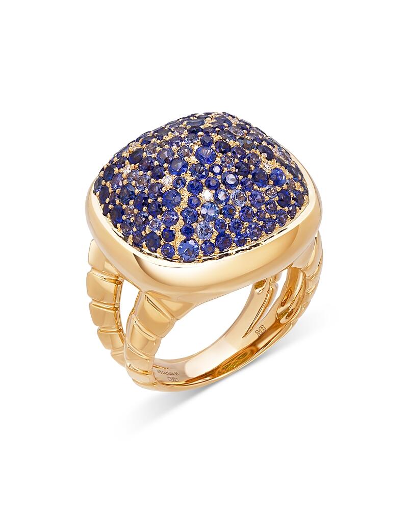 Marina B 18K Yellow Gold Tigella Blue Sapphire Pave Ring Cover