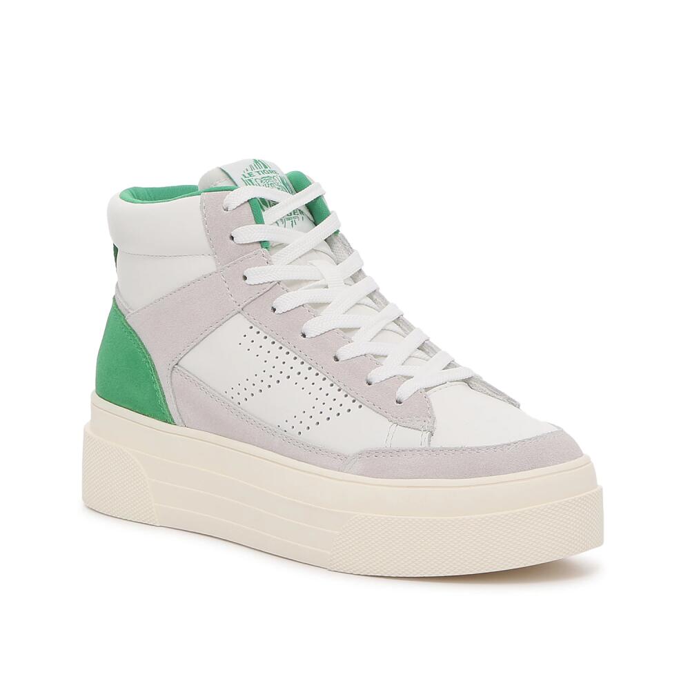 Le TIGRE Midtown Platform HighTop Sneaker | Women's | Light Grey/Green/Off White Platform Cover