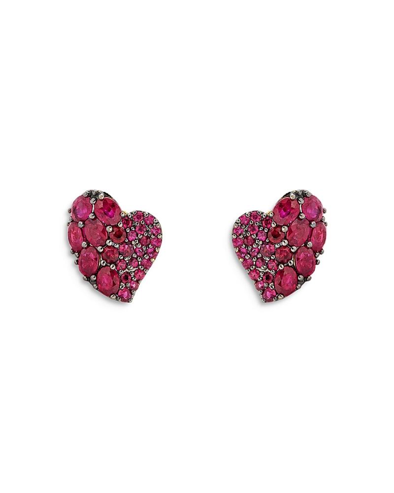 Piranesi 18K Yellow Gold Small Wave Heart Earrings with Rubies Cover