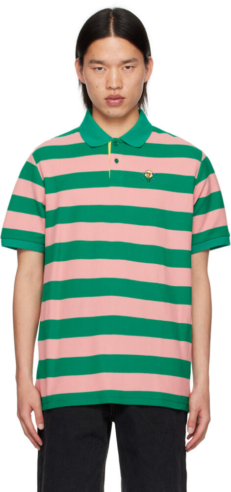 ICECREAM Green & Pink Striped Polo Cover