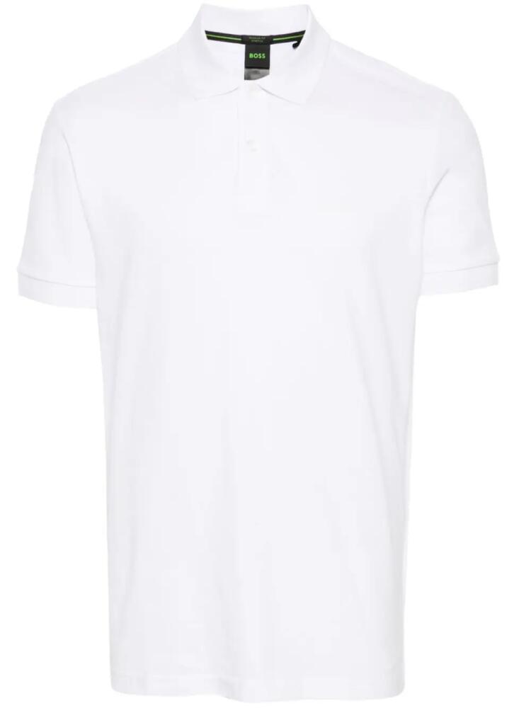 BOSS logo print cotton polo shirt - White Cover