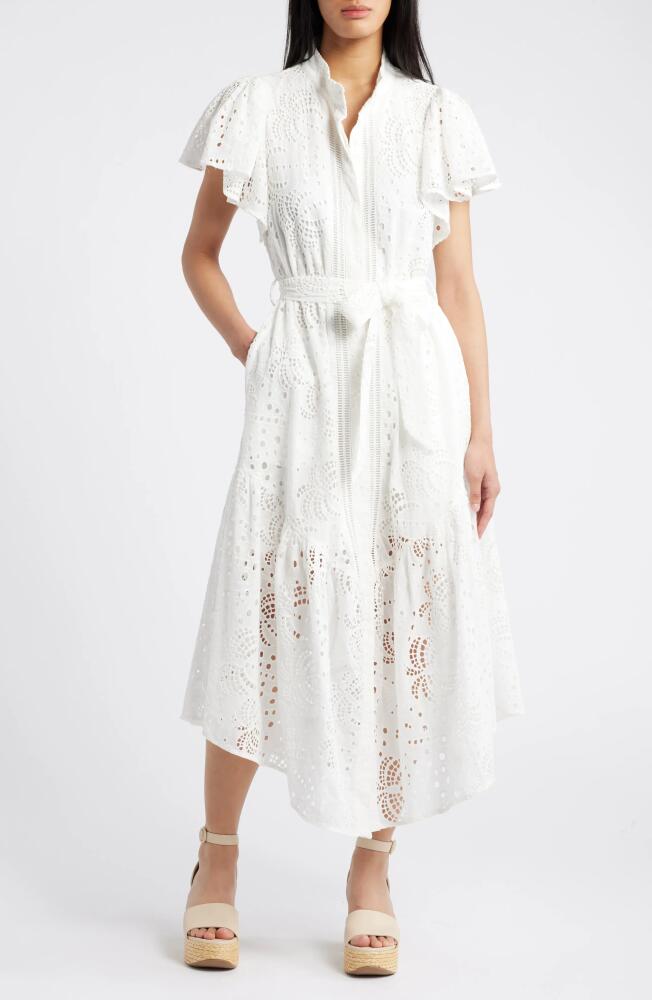 CIEBON Isabella Cotton Eyelet Maxi Shirtdress in White Cover