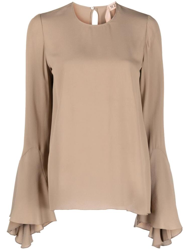 Nº21 flared-cuffs long-sleeved blouse - Brown Cover